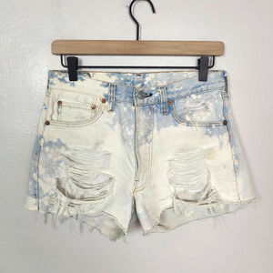 Vtg 70s Levi's Shorts Womens 28 501 Cut-Off Button Fly Bleach Wash Distressed